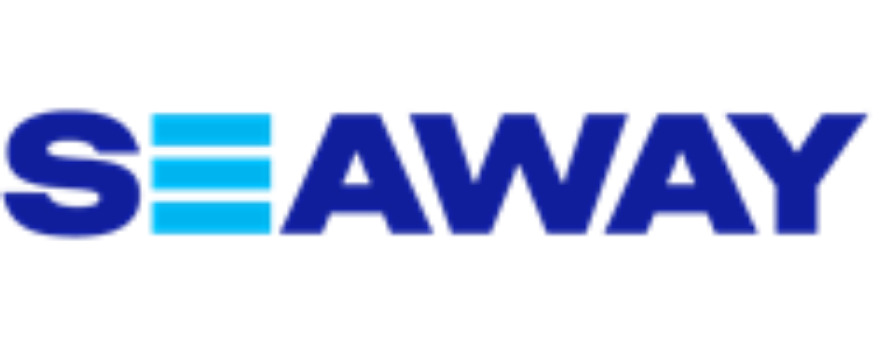 Seaway logo with blue text and horizontal lines