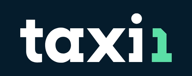 Taxi1 logo. White "taxi" text with a green number 1.