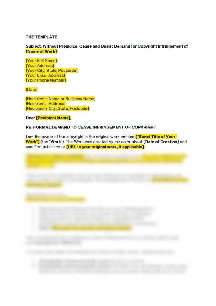 Screenshot Of Cease Desist Letter Template By Click Legal