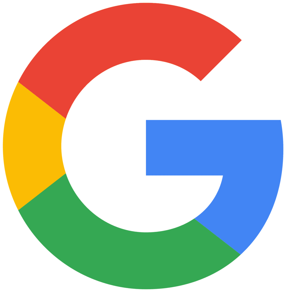 Google logo with red, yellow, green, and blue segments.