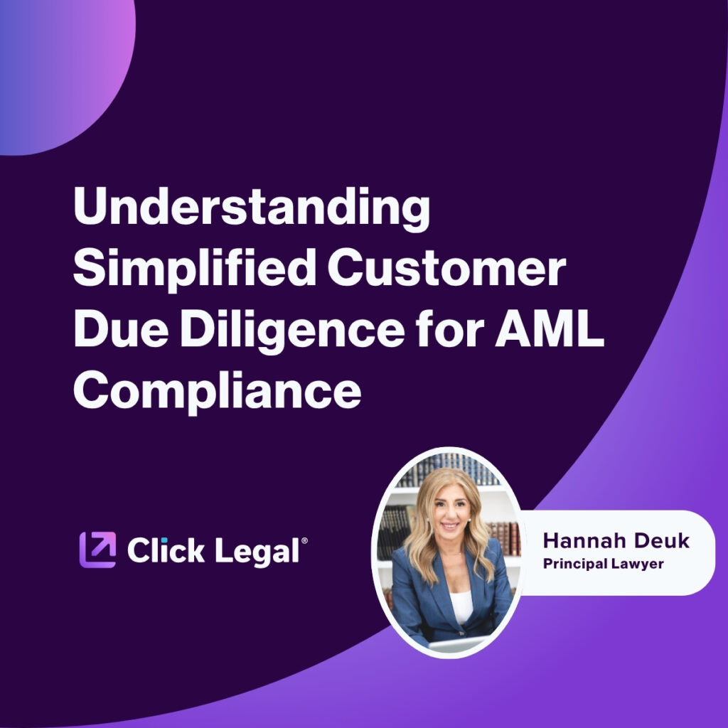 Hannah Deuk, Principal Lawyer, discussing simplified customer due diligence for AML compliance.