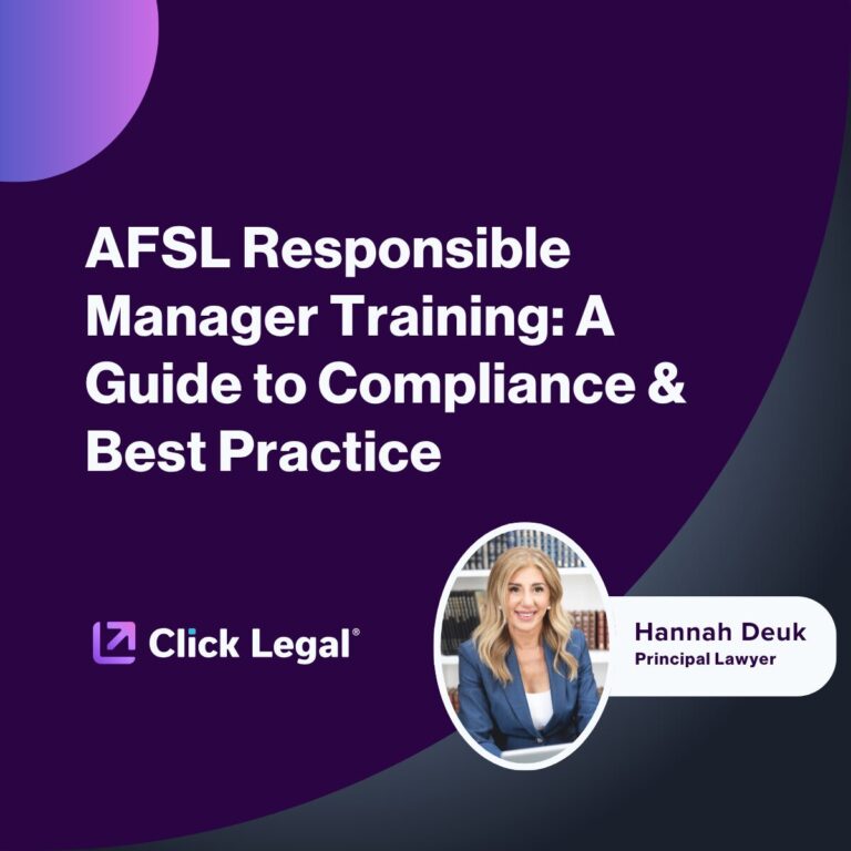AFSL Responsible Manager Training: Hannah Deuk, Principal Lawyer, Click Legal