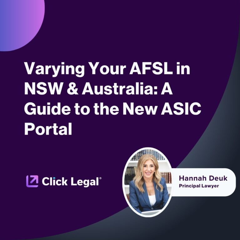 Varying Your AFSL In NSW Australia A Guide To The New ASIC Portal Click Legal Article Thumbnail