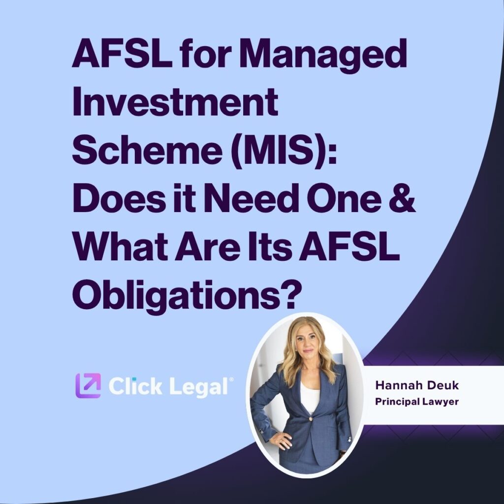 AFSL for Managed Investment Scheme (MIS) with Hannah Deuk