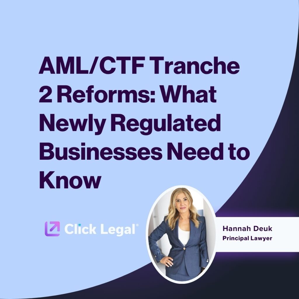 Hannah Deuk, Principal Lawyer, discusses AML/CTF Tranche 2 reforms for regulated businesses.