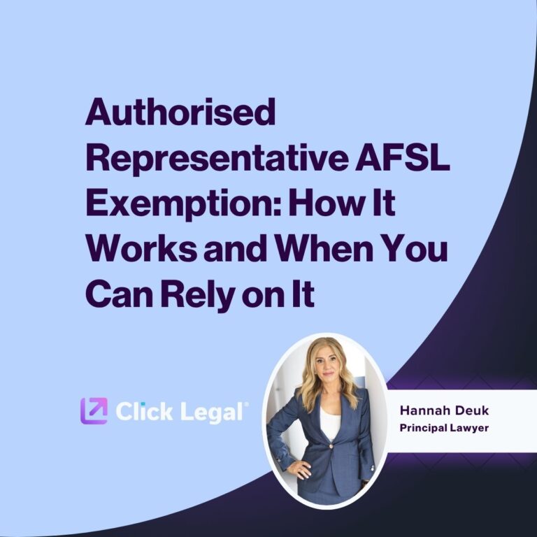 Authorised Representative AFSL Exemption: Hannah Deuk, Principal Lawyer
