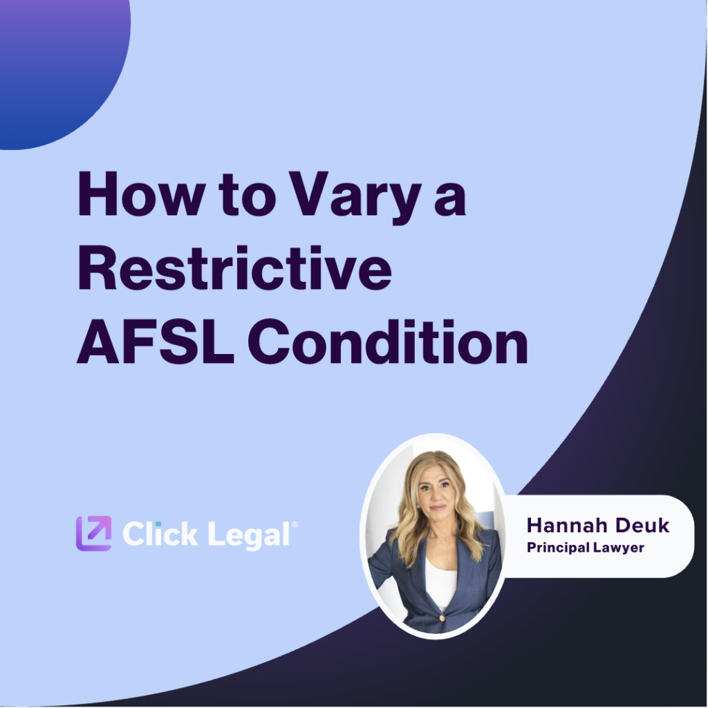 Hannah Deuk, Principal Lawyer, on cover for "How to Vary a Restrictive AFSL Condition