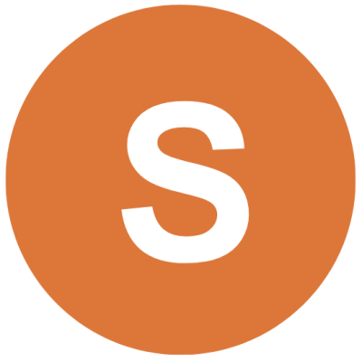 Orange circle with a white letter S.